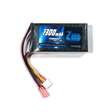 BATERIA DE LIPO 2S 7.4V 1300MAH 30C COM PLUG JST ZEEE POWER 1300-30C-2S-JST